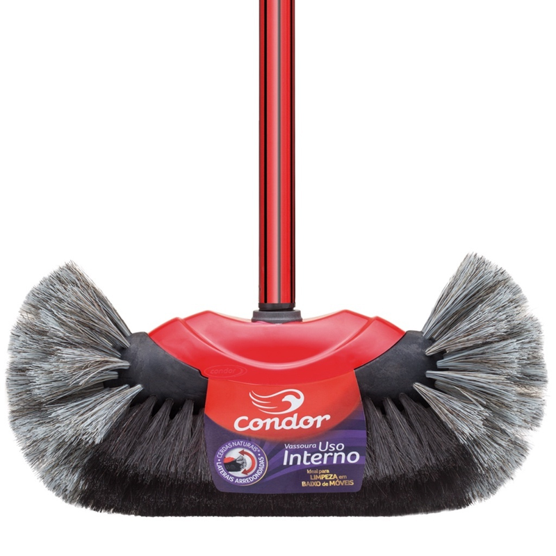 Vassoura Bola CONDOR PELO NATURAL Cerdas Crina Uso Interno Não Risca Chão Porcelanato Teto Com Cabo