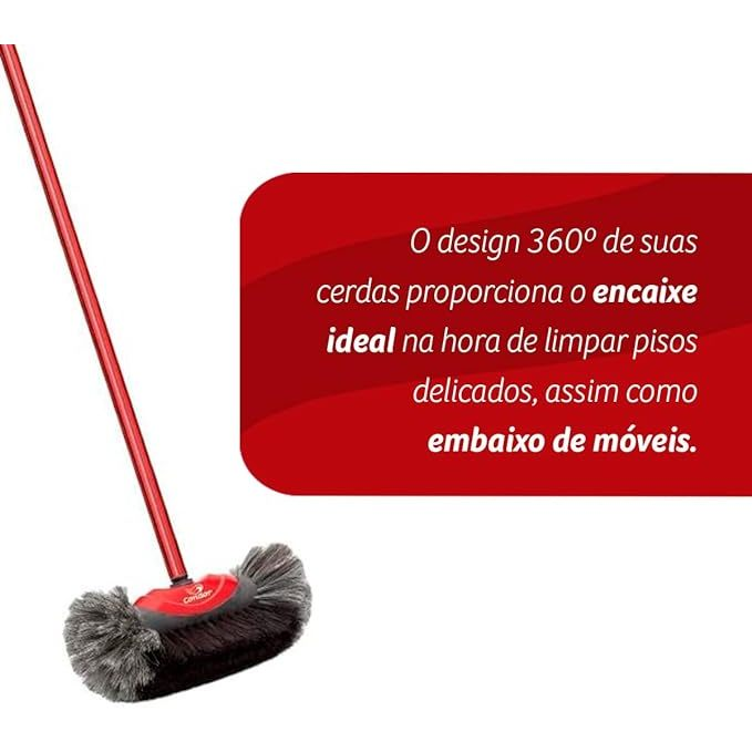 Vassoura Bola CONDOR PELO NATURAL Cerdas Crina Uso Interno Não Risca Chão Porcelanato Teto Com Cabo
