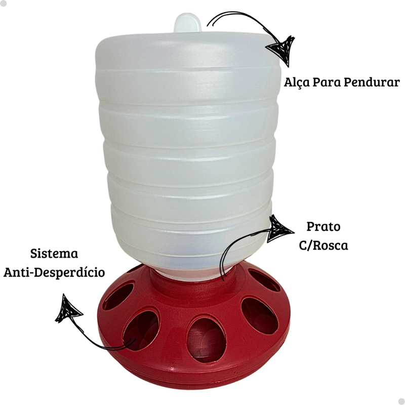 Comedouro Para Aves Galinhas Pintinho Codornas Automático Pendurável 1,5Kg