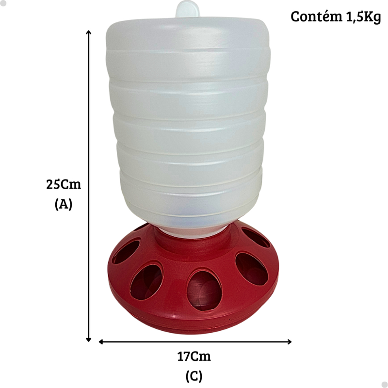 Comedouro Para Aves Galinhas Pintinho Codornas Automático Pendurável 1,5Kg