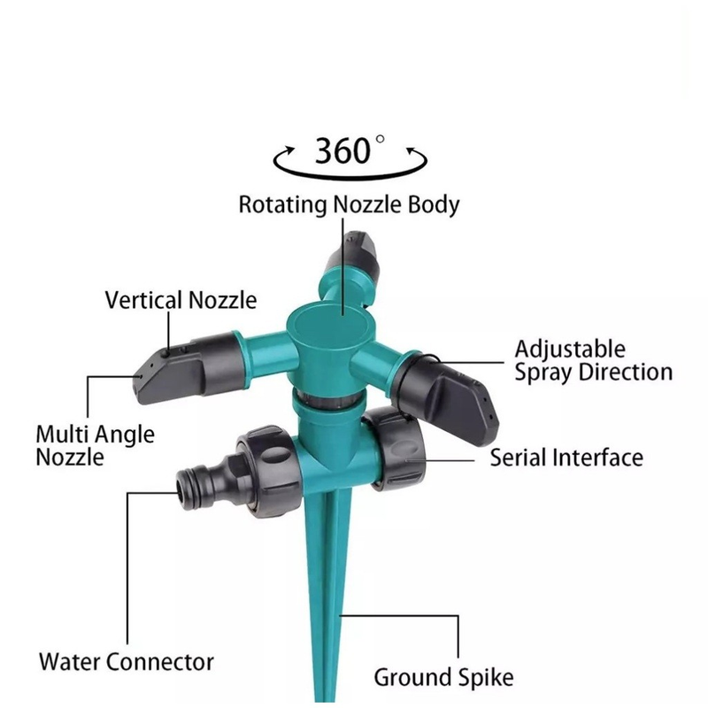 Aspersor 360° Automático De Água Jardim Rotativo Sistema De Irrigação De Gramado